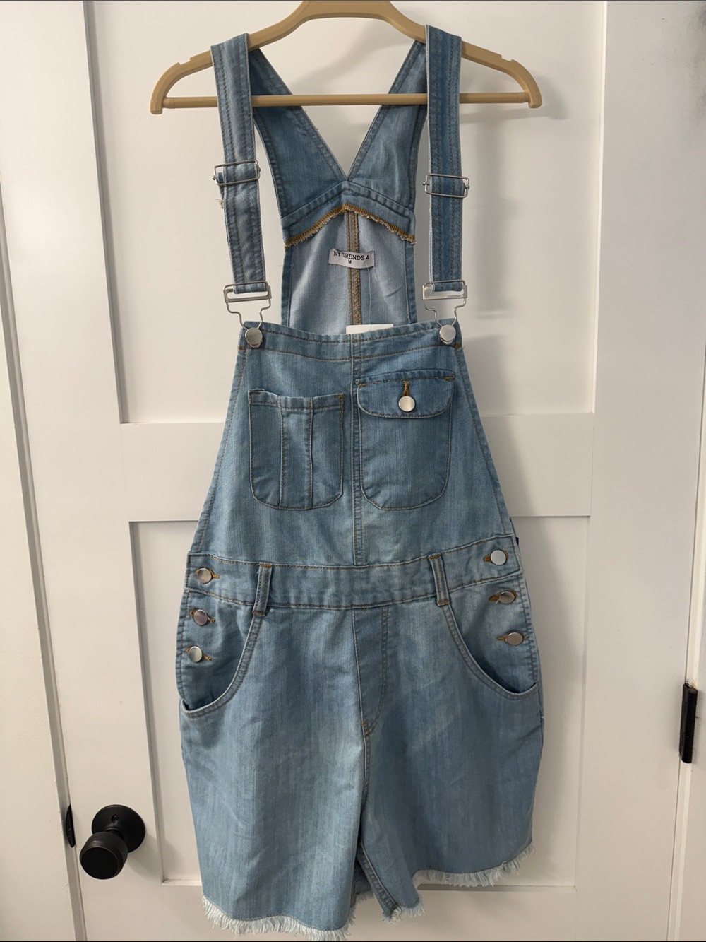NY Trends Light Wash Denim Shortalls Overalls - Women’s Size Medium